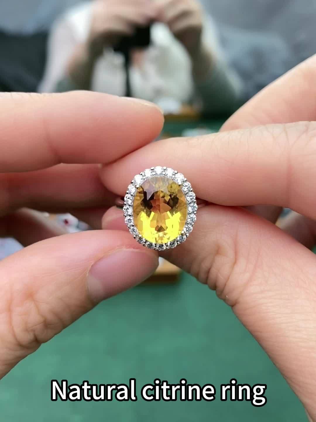 Natural Citrine 925 Silver Adjustable Ring